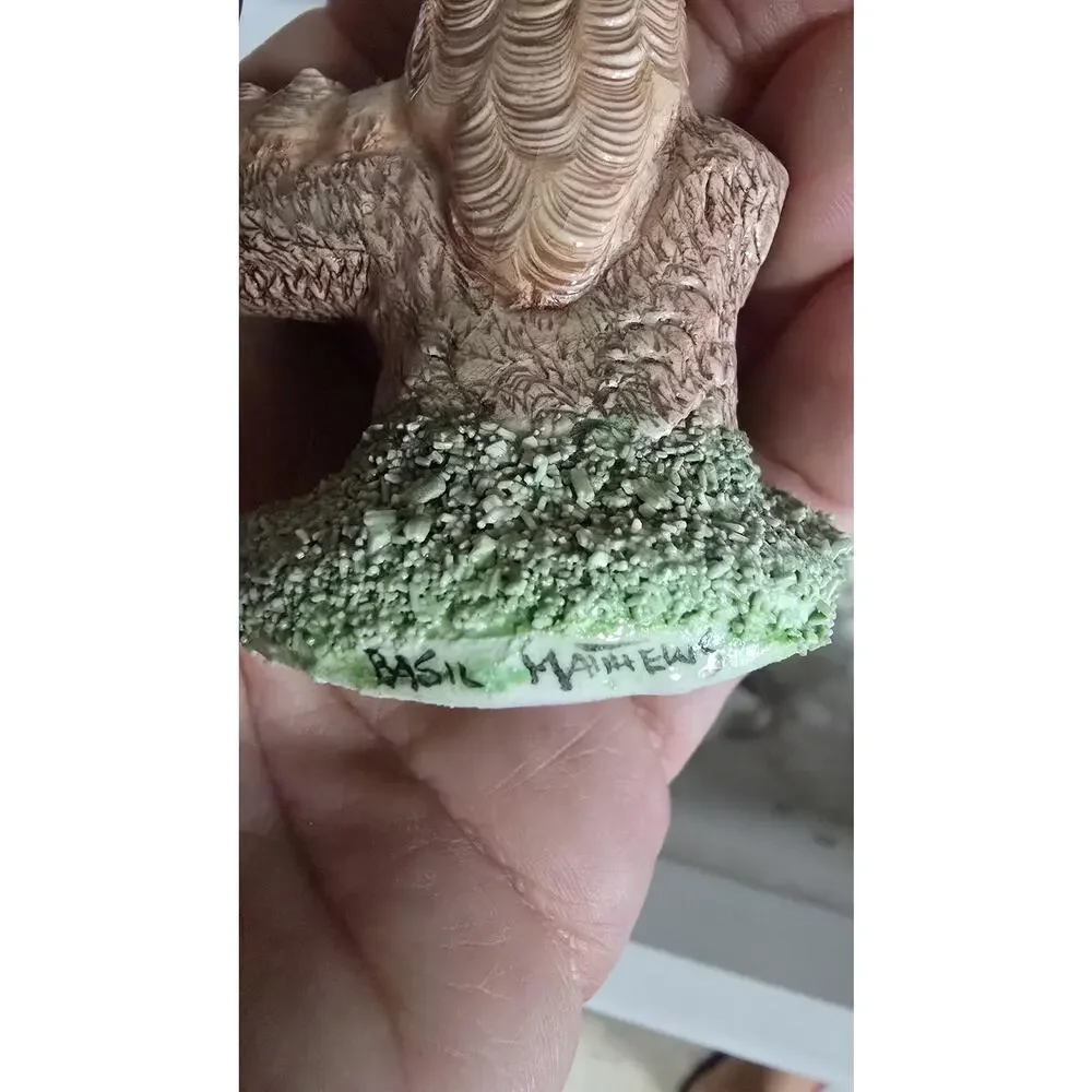 Vintage Basil Matthews Owl Family Figurine Signed Hand Painted Made in England